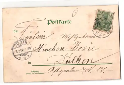 Glitzer-Perl-AK Blumengruss mit Glitzer-Perlen