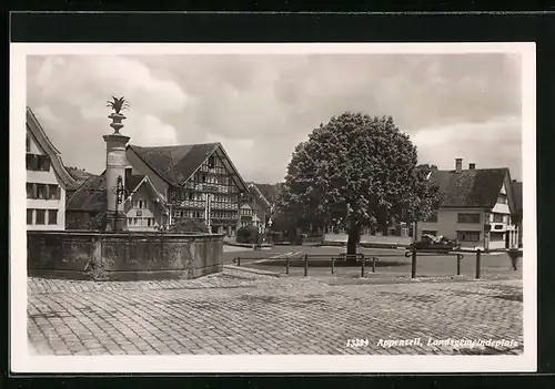 AK Appenzell, Landsgemeindeplatz mit Gasthof Säntis und Brunnen