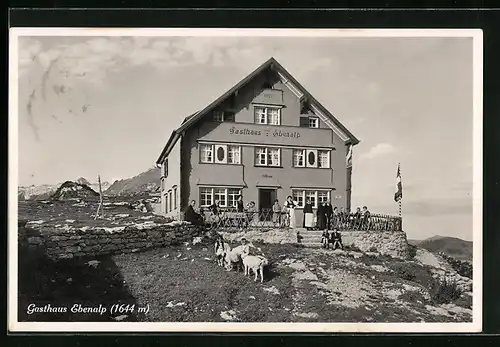 AK Ebenalp, Gasthaus Ebenalp und Kinder mit Ziegen