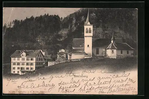 AK Seelisberg, Ortspartie mit Kirche