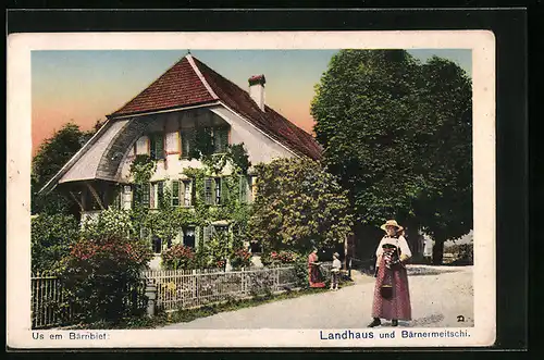 AK Utzenstorf /Bärnbiet, Landhaus und zwei Frauen mit einem Kind