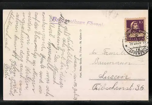 AK Ebenalp, Gasthaus Ebenalp mit Altmann, Säntis und Schäfler