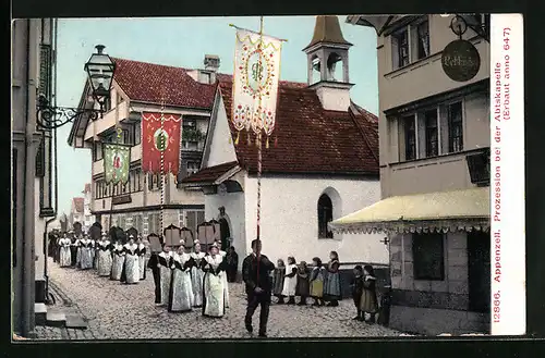AK Appenzell, Prozession in Höhe der Abtskapelle