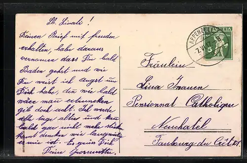 AK Appenzell, Prozession mit Standarten und Kreuzbogen