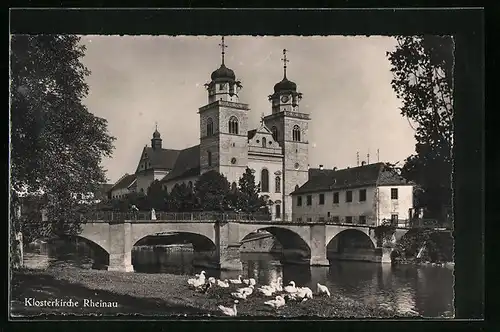 AK Rheinau, Klosterkirche mit Brücke