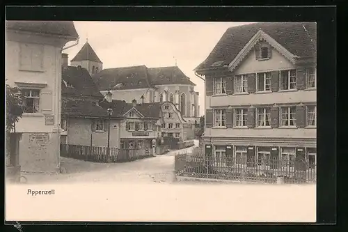 AK Appenzell, Strassenpartie mit Blick auf Kirche