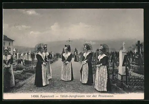 AK Appenzell, Täfeli-Jungfrauen vor der Prozession