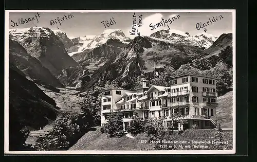 AK Braunwald, Hotel Niederschlacht mit Tödikette