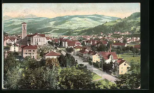 AK Wattwil, Ortsansicht aus der Vogelschau