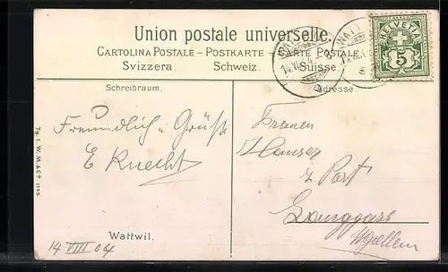 AK Wattwil, Ortsansicht aus der Vogelschau