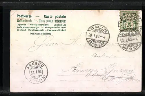 AK St. Gallen, Blick auf die Kirche Linsebühl