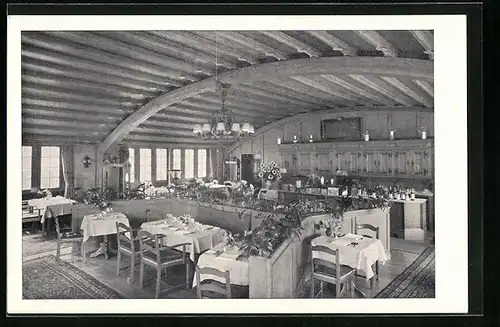 AK Zürich, Gasthaus zum Rüden, am Limmatquai, Blick in den Gastraum