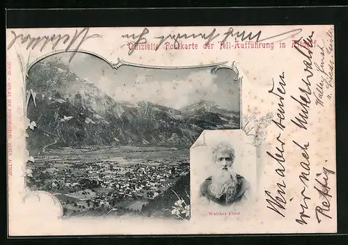 AK Altdorf, Ort der Tellaufführungen aus der Vogelschau