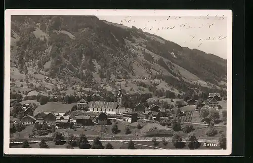 AK Sattel, Ortspartie mit der Kirche