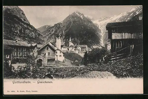 AK Goeschenen, Ortspartie mit der Kirche