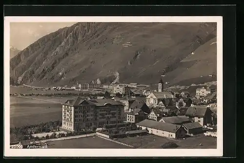 AK Andermatt, Teilansicht mit Kirche