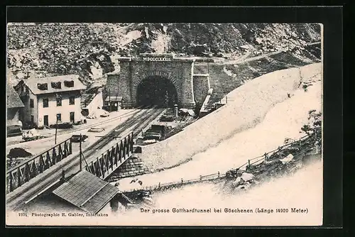 AK Göschenen, Der grosse Gotthardtunnel im Schnee