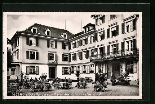 AK Weissbad, Frühstücks-Terrasse im Freien des Kurhauses