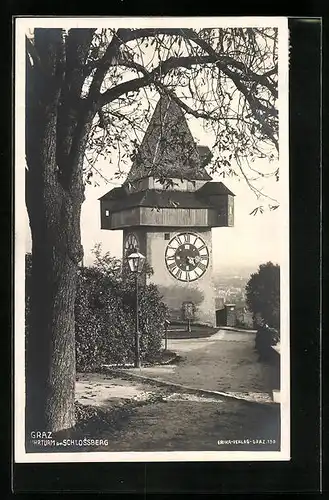 AK Graz, Blick auf den Uhrturm am Schlossberg