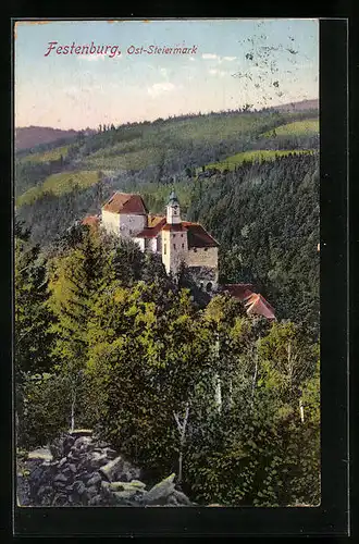 AK Festenburg, Blick auf die Burg im Herbst