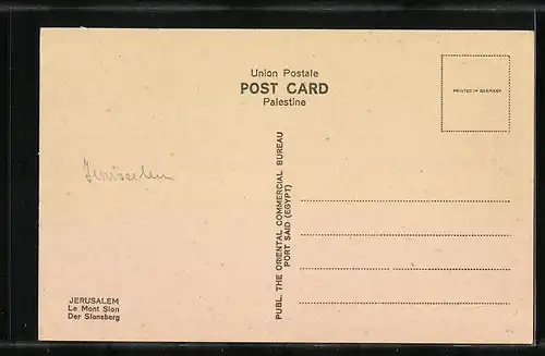 AK Jerusalem, Mount Sion viewed from the Valley of Hinnom