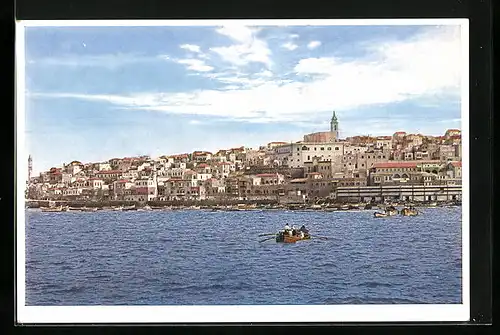 AK Jaffa, Panorama der Stadt vom Meer aus