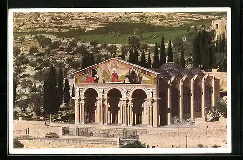 AK Jerusalem, Gethsemane-Kirche aus der Vogelschau
