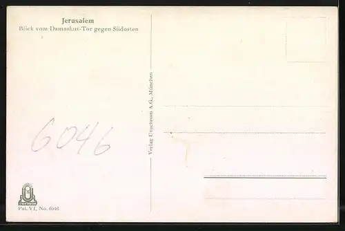 AK Jerusalem, Blick gegen Südosten vom Damaskus-Tor