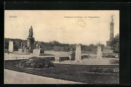 AK Berlin, Bismarck-Denkmal und Siegessäule