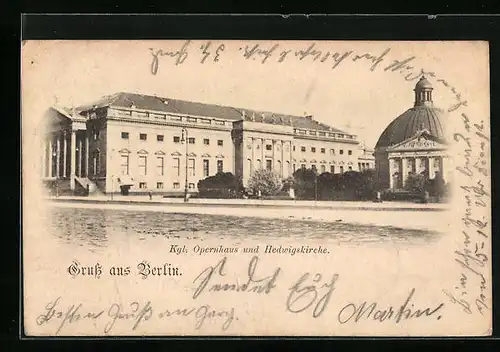 AK Berlin, Kgl. Opernhaus und Hedwigskirche