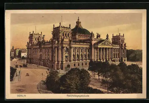AK Berlin, Reichstagsgebäude aus der Vogelschau