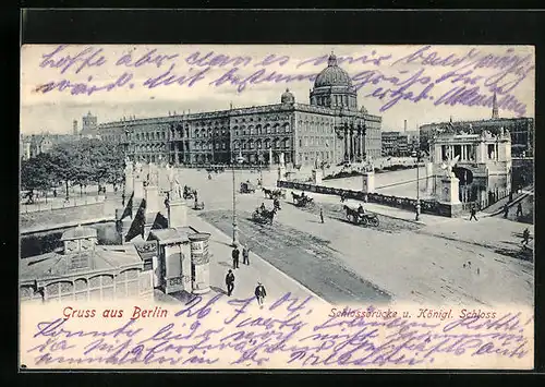 AK Berlin, Schlossbrücke und Königliches Schloss aus der Vogelschau