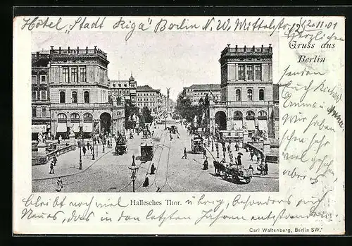 AK Berlin, Hallesches Tor mit Blick auf Belle-Alliance-Platz