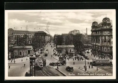 AK Berlin, Blick auf den Potsdamer und Leipziger Platz, Strassenbahnen, Konditorei Fürstenhof