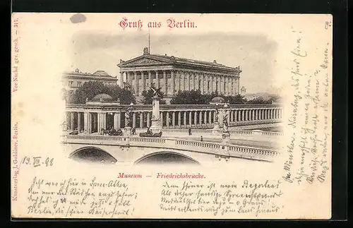 AK Berlin, Blick auf das Museum an der Friedrichsbrücke