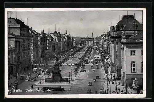 AK Berlin, Unter den Linden aus der Vogelschau