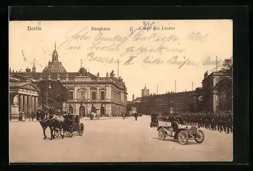 AK Berlin, Partie am Zeughaus, Unter den Linden, Soldaten