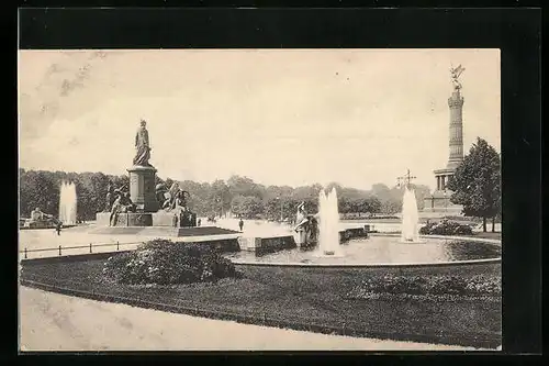 AK Berlin, Wasserspiele am Bismarck-Denkmal, Siegessäule