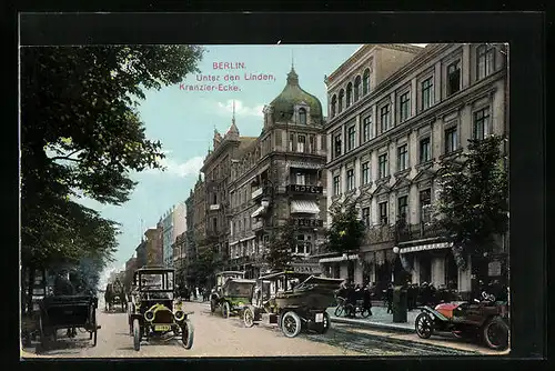 AK Berlin, Unter den Linden, Café Kranzler, Hotel Bauer