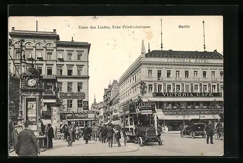 AK Berlin, Unter den Linden, Ecke Friedrichstrasse, Café Kranzler