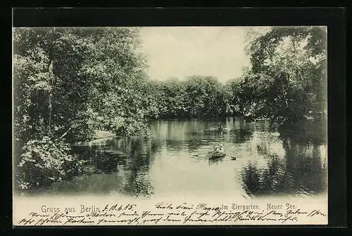 AK Berlin-Tiergarten, Bootspartie auf dem Neuen See