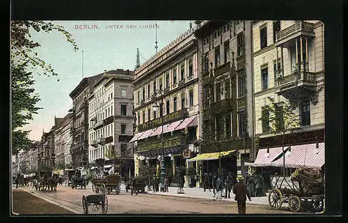 AK Berlin, Unter den Linden mit Cafe Victoria