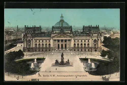 AK Berlin, Reichstagsgebäude v. d. Siegessäule