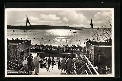 AK Berlin-Wannsee, Strandbad mit Besuchern