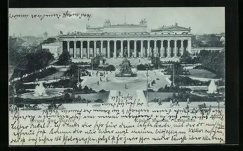 Mondschein-AK Berlin, Königliches Museum und Lustgarten mit Denkmal