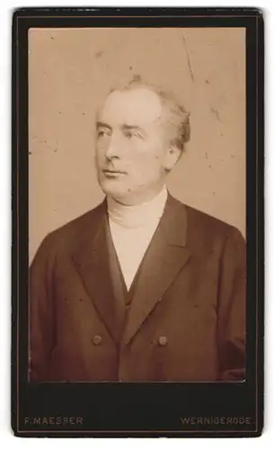 Fotografie F. Maesser, Wernigerode, Burgthor, Herr in elegantem, dunklem Anzug