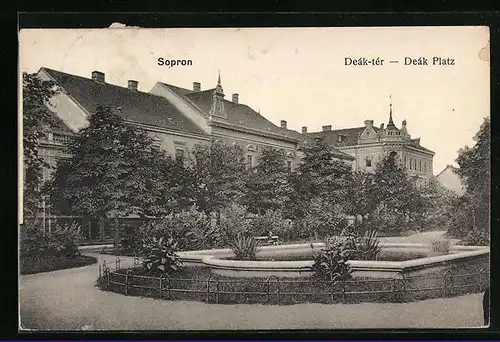 AK Sopron, Deák Platz mit Park