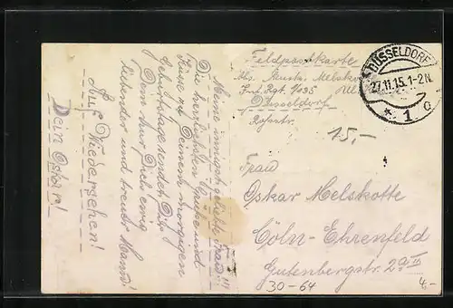 Künstler-AK Ich denke Dein! - Portrait einer Soldatenbraut