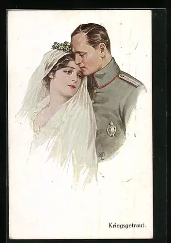 Künstler-AK Kriegsgetrautes Paar