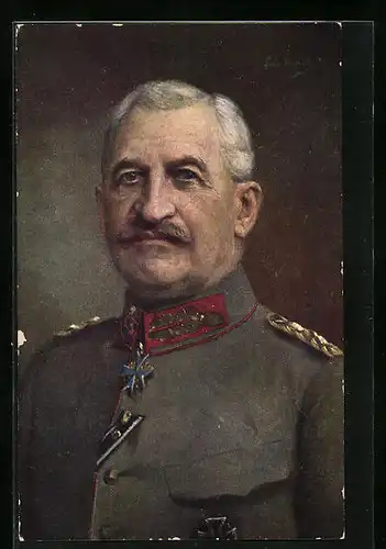 Künstler-AK Heerführer Linsingen in Feldgrau